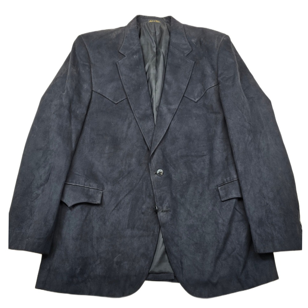 Circle S Western Faux Suede Blazer Mens 48L Black Cowboy Sport Coat Jacket